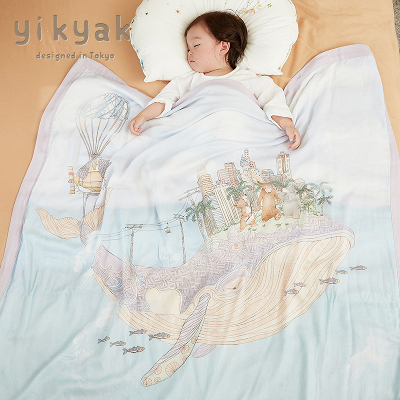 yikyak竹棉纱布婴儿童竹纤维盖毯透气春秋四季空调被