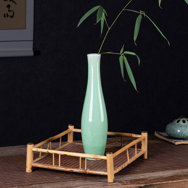 景德镇陶瓷器裂纹釉仿观音瓶小号插花瓶中式家居博古架装饰品摆件