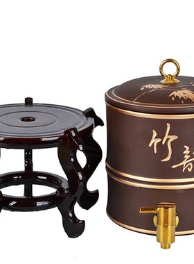 实木水罐底座 花盆底座工艺品摆件底座家居饰品 坚固耐用莲花底座