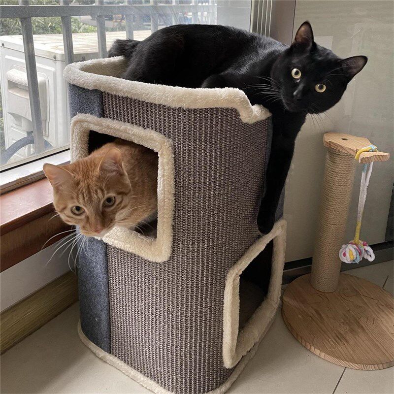 猫爬架猫窝猫树一体不占地多层猫抓板三层猫屋猫咪冬季保暖剑麻桶