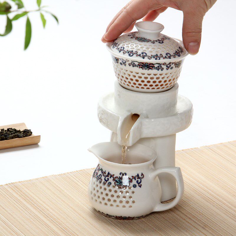 陶瓷茶漏水到渠成青瓷石墨时来运转创意茶滤网自动茶具过滤泡茶器