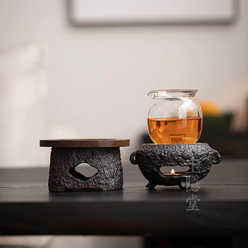 圭隐堂陶瓷温茶炉家用复古侘寂风蜡烛加热底座温酒暖茶炉保温炉子