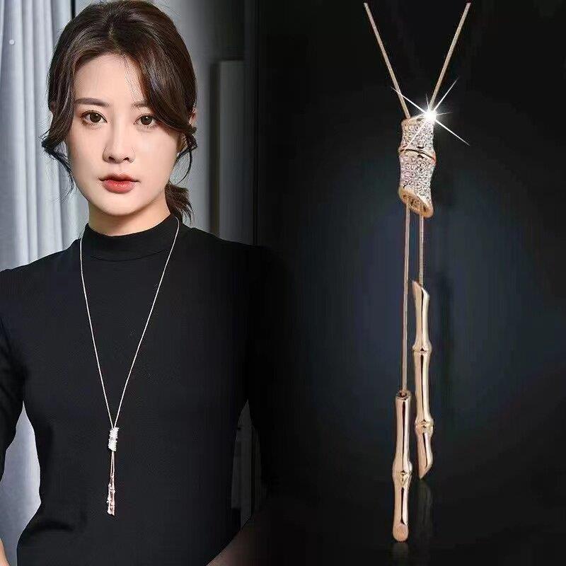 高领毛衣项炼女长款锁骨炼高级感轻奢小众打底衫衣服挂件吊坠配饰