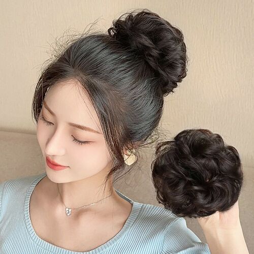 高扎丸子头假发女真发发圈汉服古风发包自然蓬松发饰懒人盘发神器