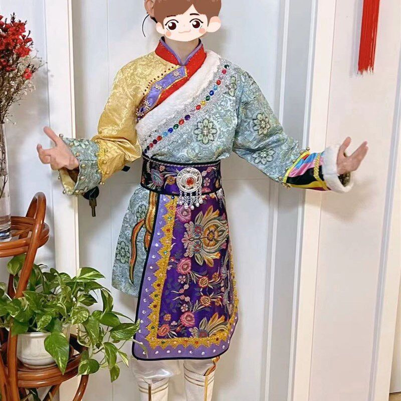 儿童少数民族演出服蒙古族贡嘎山歌演唱服男童藏族舞蹈服装中大童