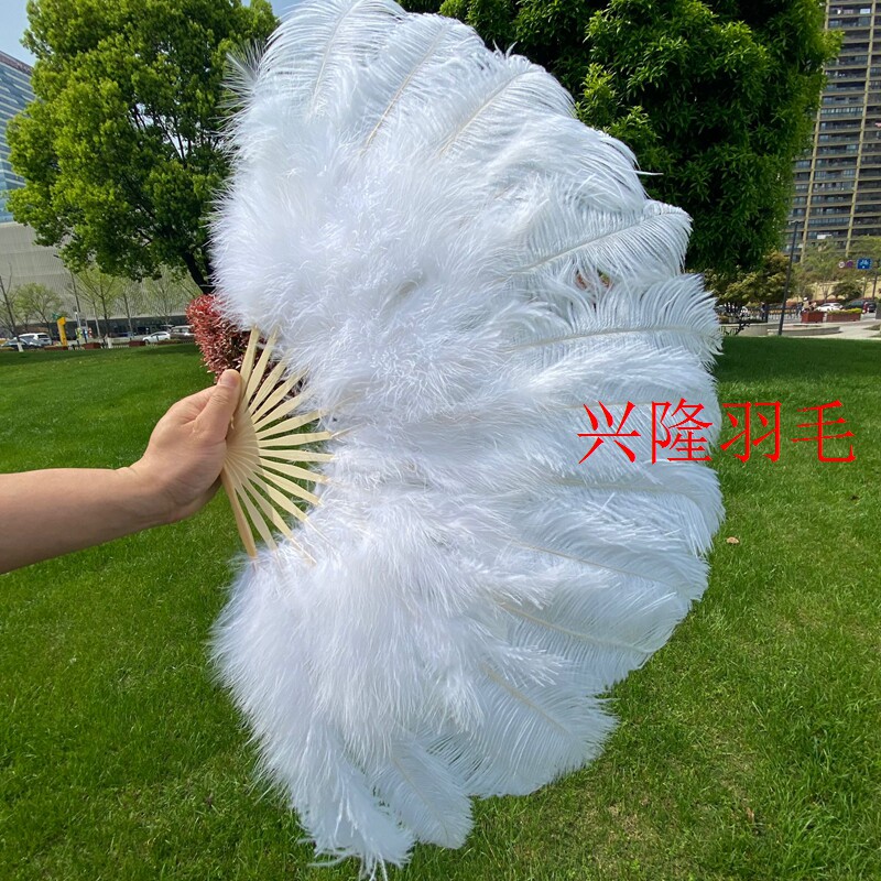 定做复古小号鸵鸟毛扇舞蹈酒吧演出羽毛扇子网红旗袍直播拍照折扇
