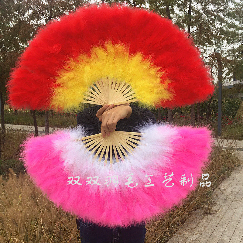 大号木质加厚全绒羽毛扇 舞蹈扇 舞台演出 旗袍走秀 包邮