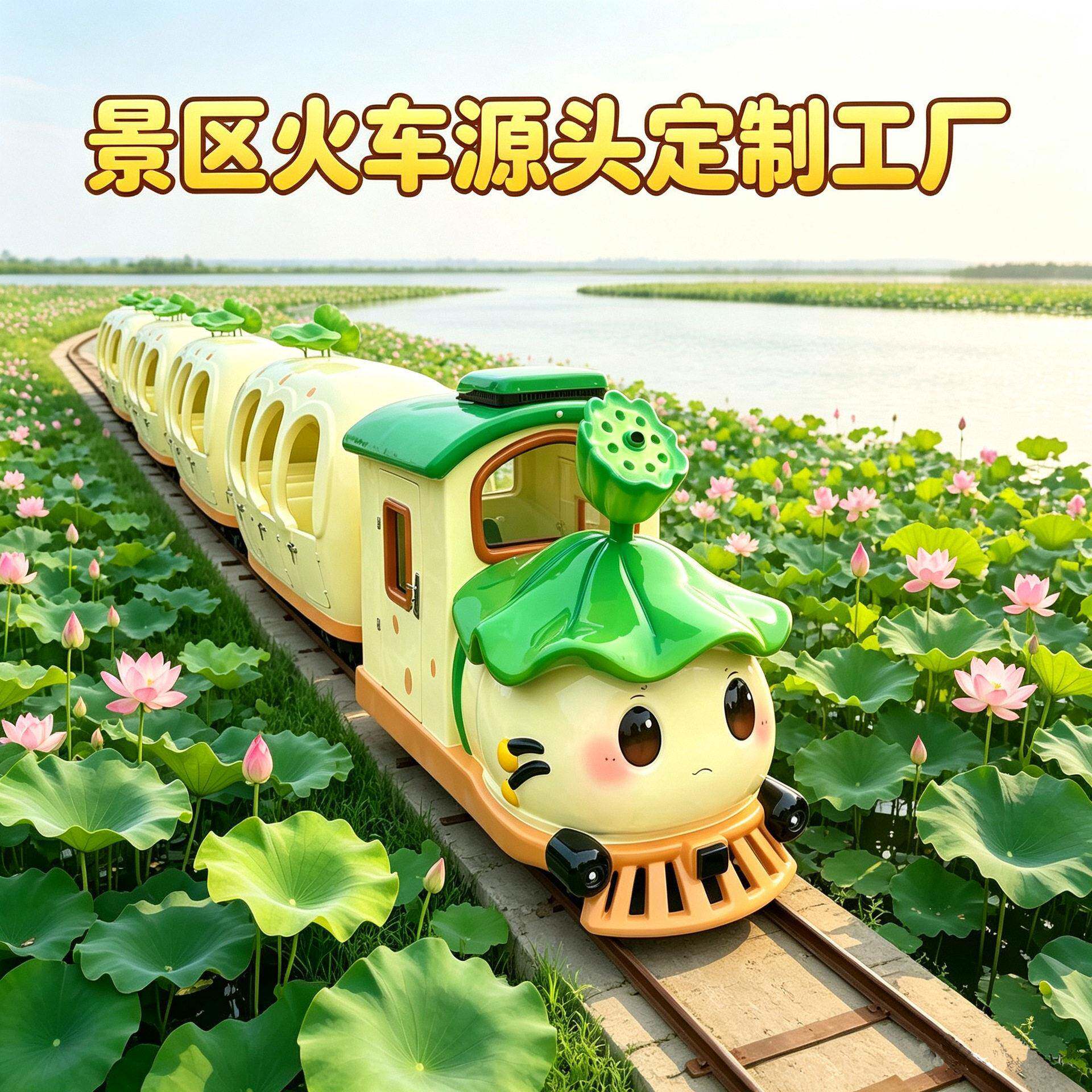 新款景区卡通轨道火车户外农庄网红荷塘仿真蒸汽电动无轨观光火车
