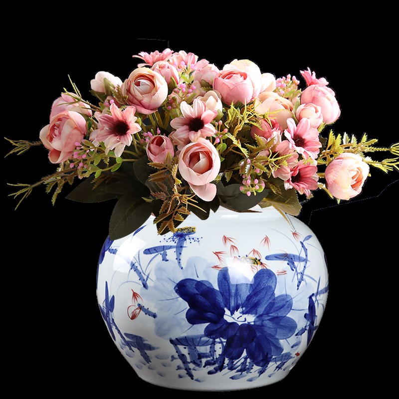 陶瓷花瓶摆件插干花水养鲜花阳台盆栽装饰品新中式玄关电视柜客厅