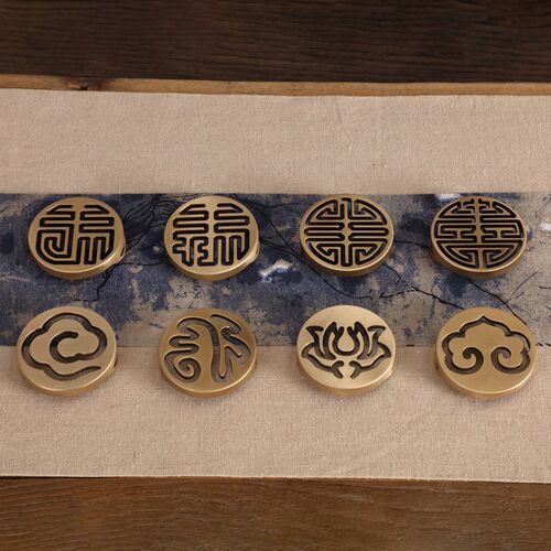 瑞象 古铜色桥耳香篆黄铜 香篆模具工具灰押打拓打篆香印仿古做旧