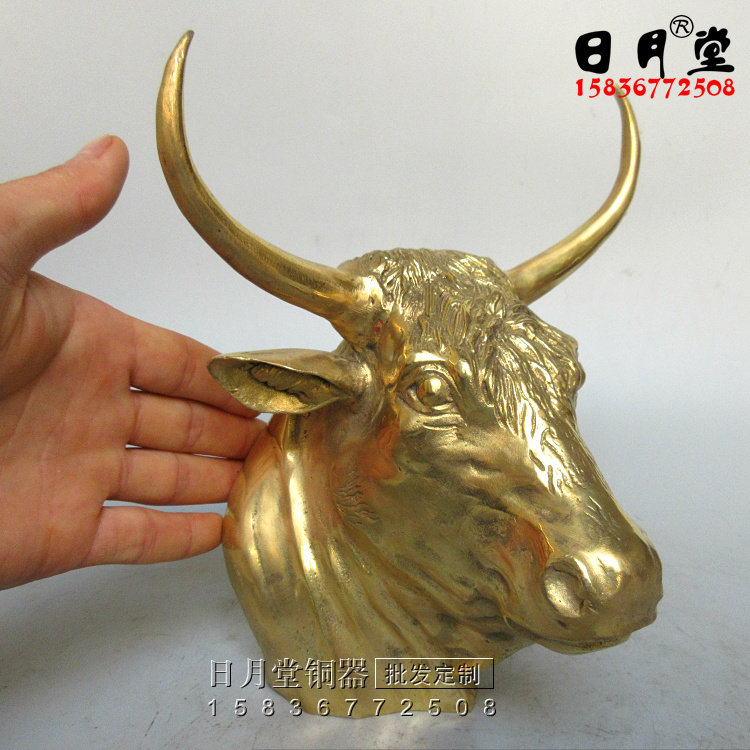 黄铜纯铜牛头 可摆可挂生肖兽首 气势如虹牛首牛肉店墙壁装饰挂件