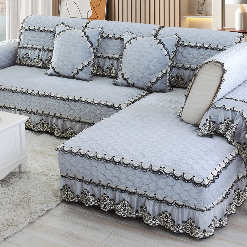 毛绒沙发垫冬季沙发套罩全包万能通用防滑靠背巾盖布坐垫子冬天款
