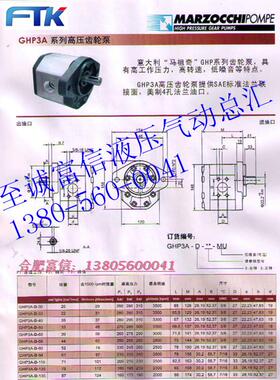 GHP3A-D-30-FG意大利MARZOCCHI马祖奇齿轮泵GHP3A-D-33-FG油泵