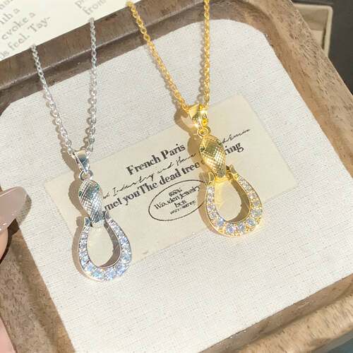 新品创意蛇形马蹄吊坠钛钢项链女设计感精致豪华感锁骨链