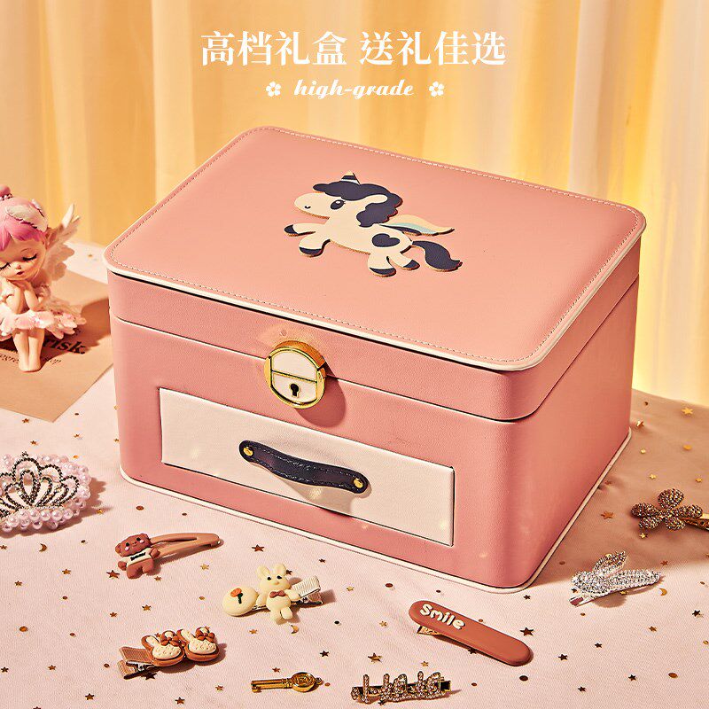 高端儿童发饰套装礼盒女童生日发卡发夹皮筋头饰小公主可爱首饰盒