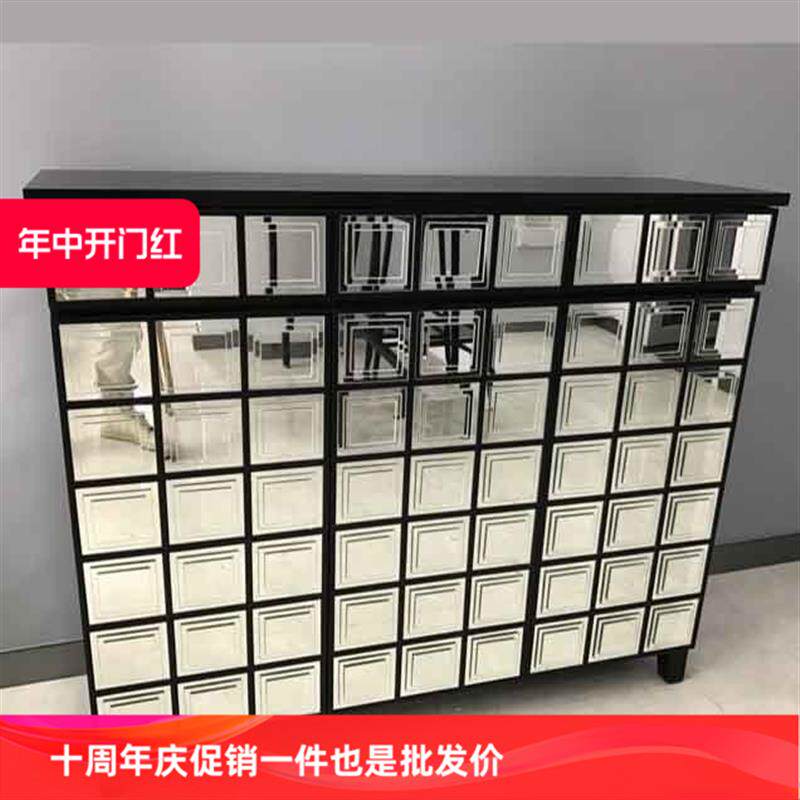 朵圆+镜面鞋柜新古典餐边柜大容量玄关柜隔断储物柜欧式柜带抽屉