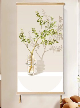 北欧奶油风玄关装饰画小清新绿植光影书房客厅走廊过道背景墙挂画