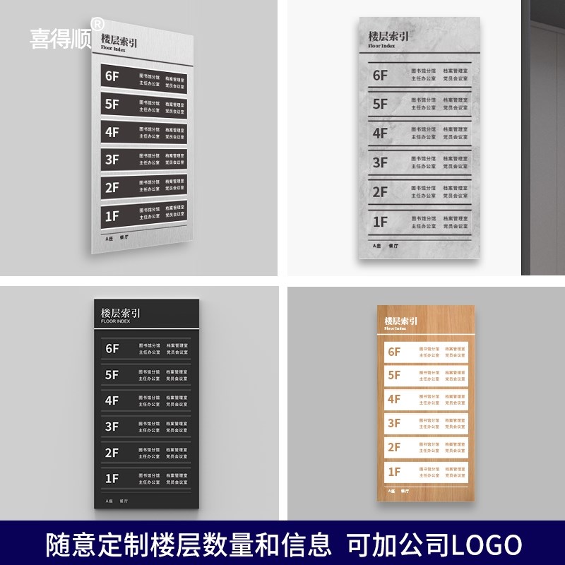 定制创意企业办公室商场梯口平面布置指导向楼层索引标识贴门牌写