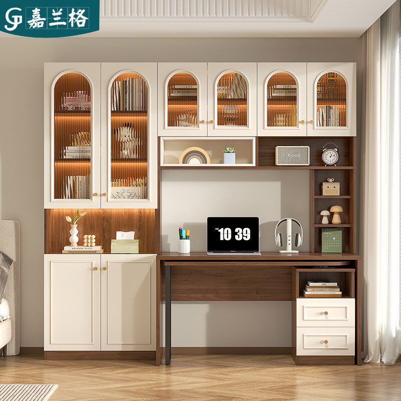 旋转书桌书架一体桌家用台式电脑桌书桌书柜一体靠墙桌子9FL17-2