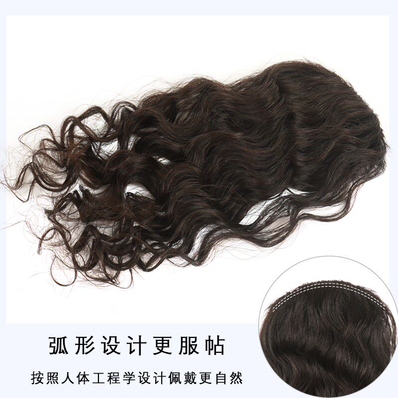 假发片女头顶卷发接发片增发量蓬松接长垫发根高颅顶羊毛小卷真发