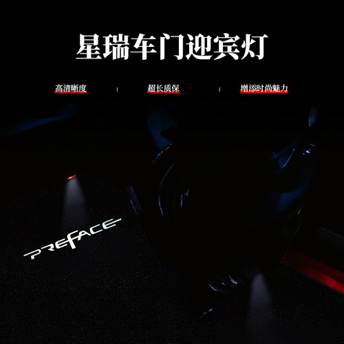吉利星瑞专用车门迎宾灯改装件装饰氛围灯超清纳米玻璃投影照地灯