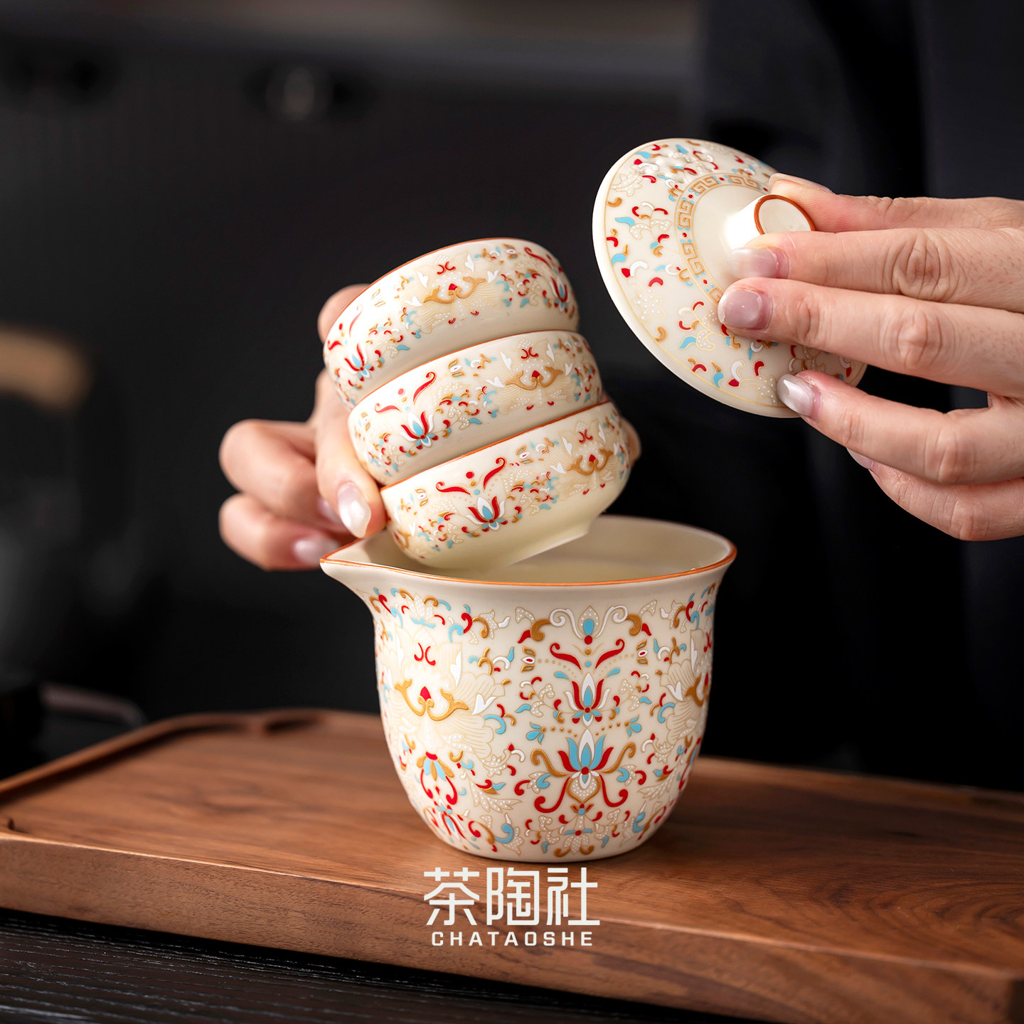 汝窑旅行茶具套装便携式快客杯图片
