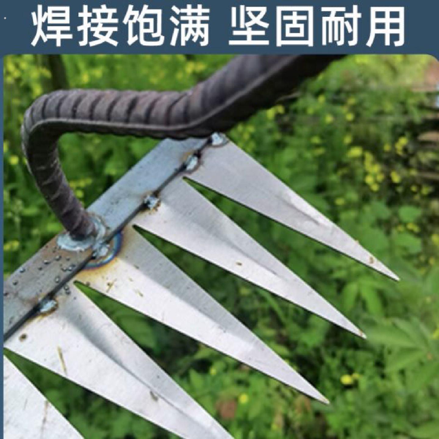 耙子新款不卷刃农用除草加厚翻地扁形铁耙子钉六齿尖锄头焊接开荒