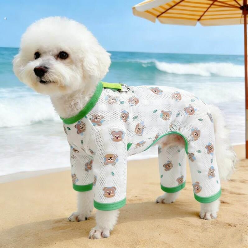 狗狗夏季防脏衣宠物防虫透气防掉毛衣服居家服夏季薄款网眼四脚衣