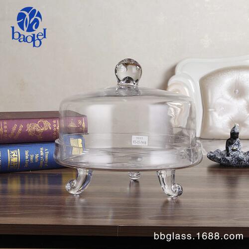 甄选BBGLASS透明玻璃蛋糕盘蛋糕罩三脚带盖玻璃糖缸餐厅婚庆糖果
