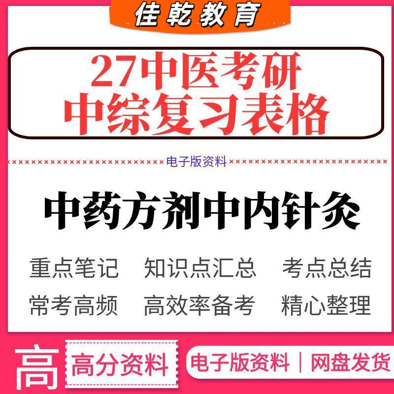 2027中医考研中综复习表