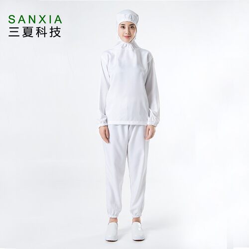 食品厂工作服套装连帽车间工服生产无尘工装白色吸汗透气四季款