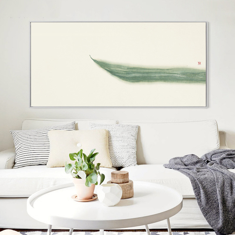 玄关装饰画水墨画大气绿植卧室床头挂画客厅横幅小清新中式艺术画