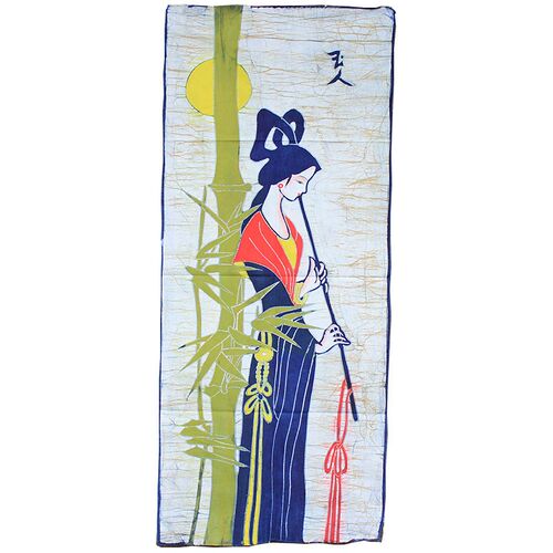 蜡染装饰画玉人布画云南手工竖挂画客厅茶馆壁画古典中国风背景画
