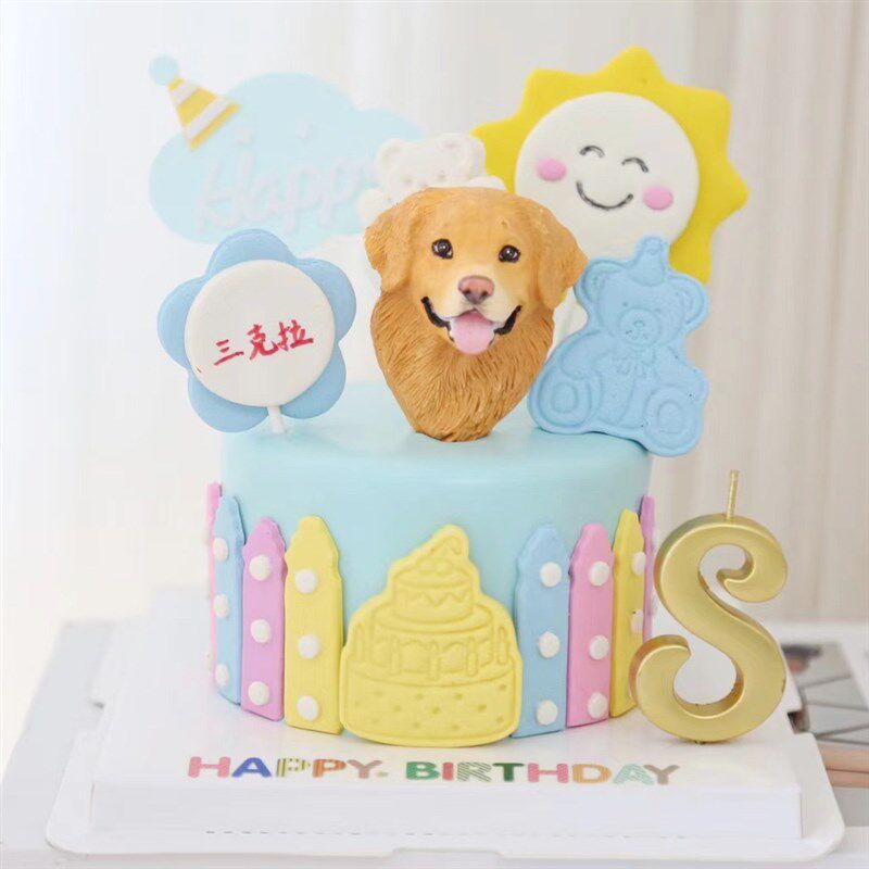 宠物狗狗猫咪生日蛋糕零食4寸泰迪法斗柯基斤金毛含头像配饰通用