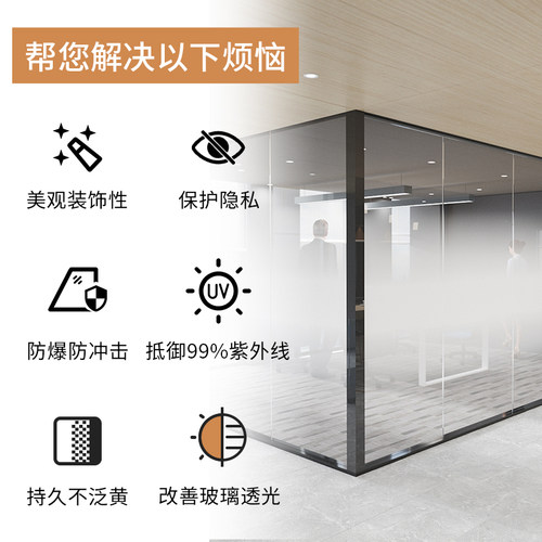 圆点渐变玻璃贴膜办公室隔断门透光磨砂玻璃膜 白色雾化可客制化