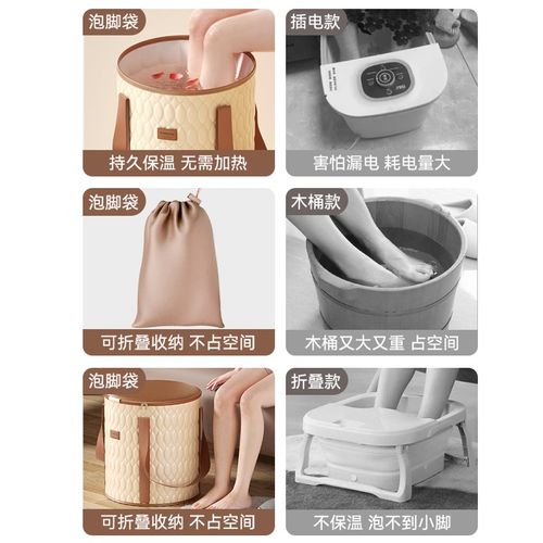 艾仕可家用泡脚桶过小腿折叠洗脚盆儿童养生足浴熏蒸专用加厚便携