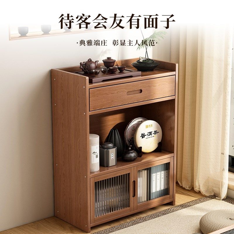 茶叶架子置物架多层收纳茶具展示柜茶室小型博古架实木新中式防尘