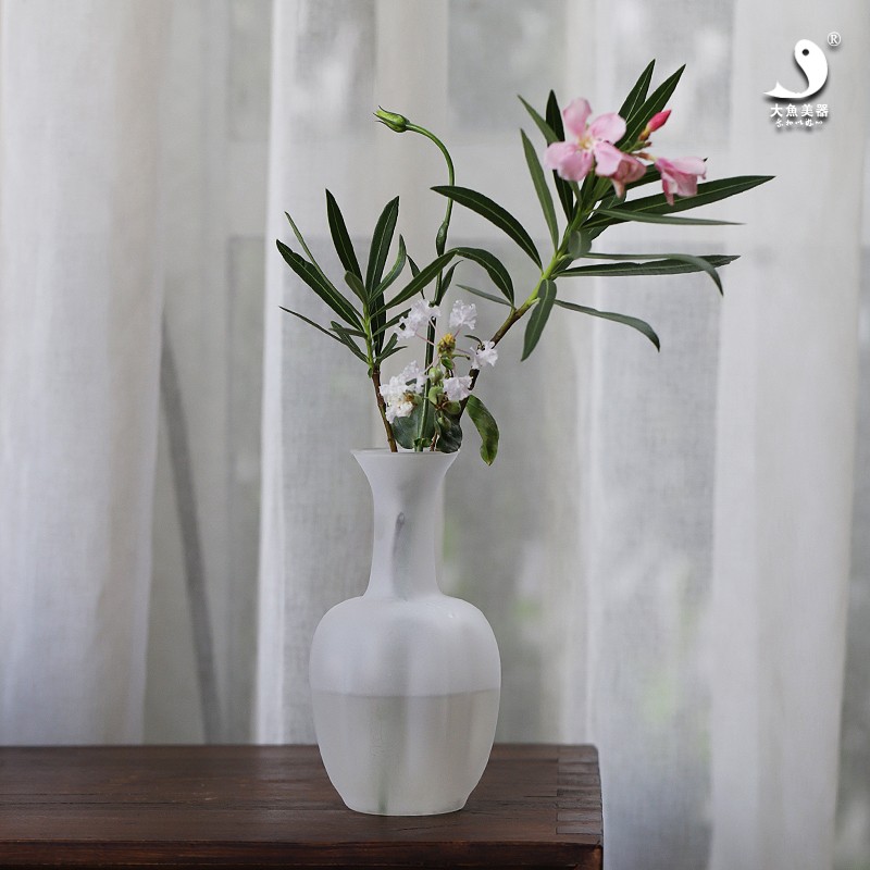 大鱼美器 磨砂玻璃南瓜瓶 茶席花瓶加厚玻璃瓶子小号瓶花花艺花器