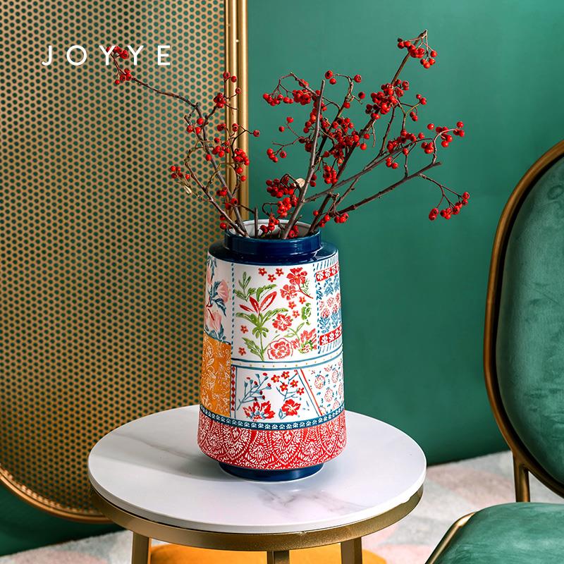 JOYYE卓艺釉下手绘陶瓷花瓶家居客厅创意摆件花瓶插花简约送礼盒
