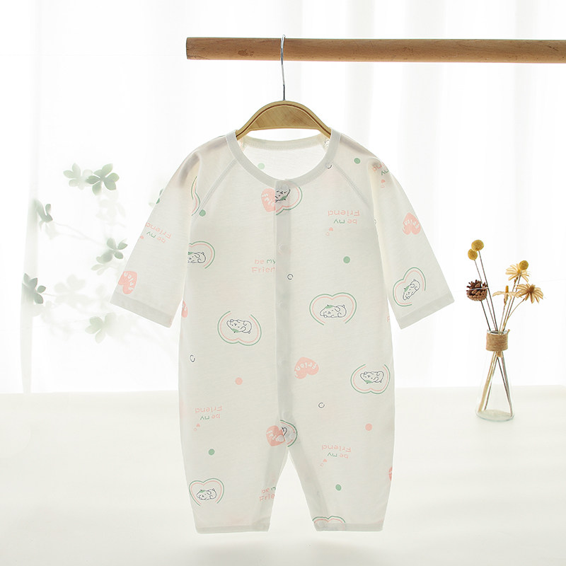 婴儿连体衣夏季A类新生儿衣服宝宝哈衣爬服长袖空调房睡衣薄