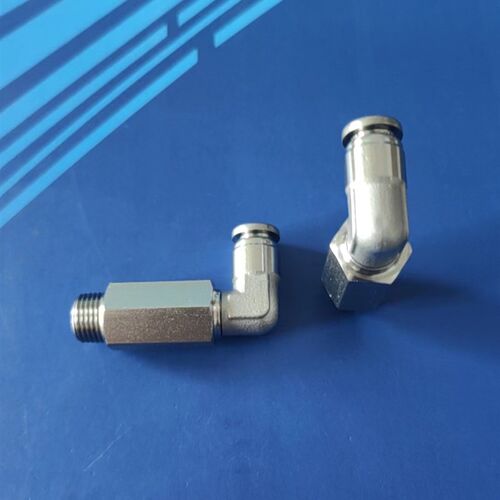 304不锈钢气动快插弯头90度万向加长PLL8-02可旋转直角接头