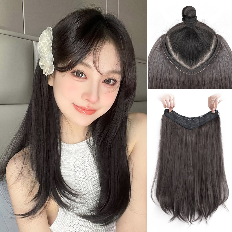 假发片一片式u型微卷假发女长发中长发直发增发量蓬松接发片贴片