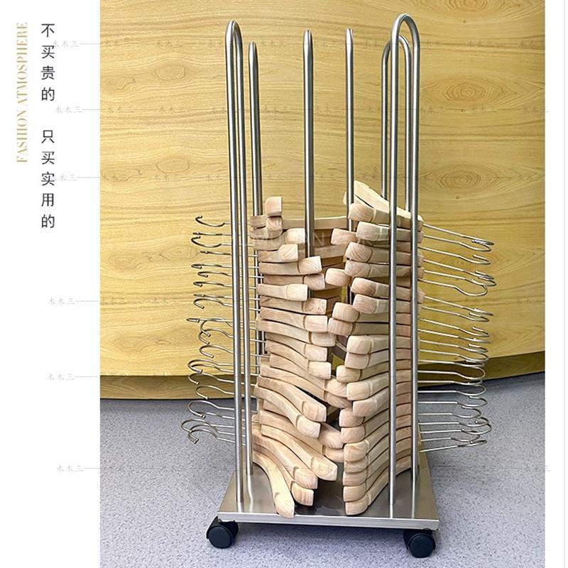 服装店衣架收纳整理架不锈钢带轮子大容量衣撑裤架落地收纳架包邮