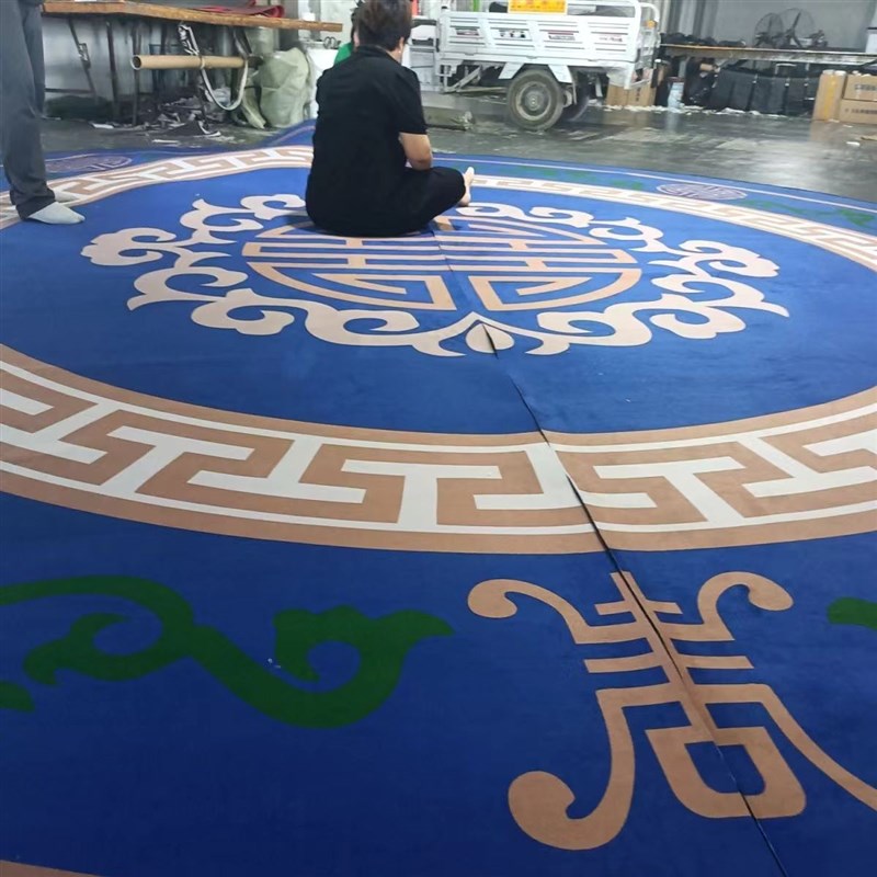 蒙古包帐篷地毯半圆形圆形少数民族地垫门垫圆形炕毯支持来图定制