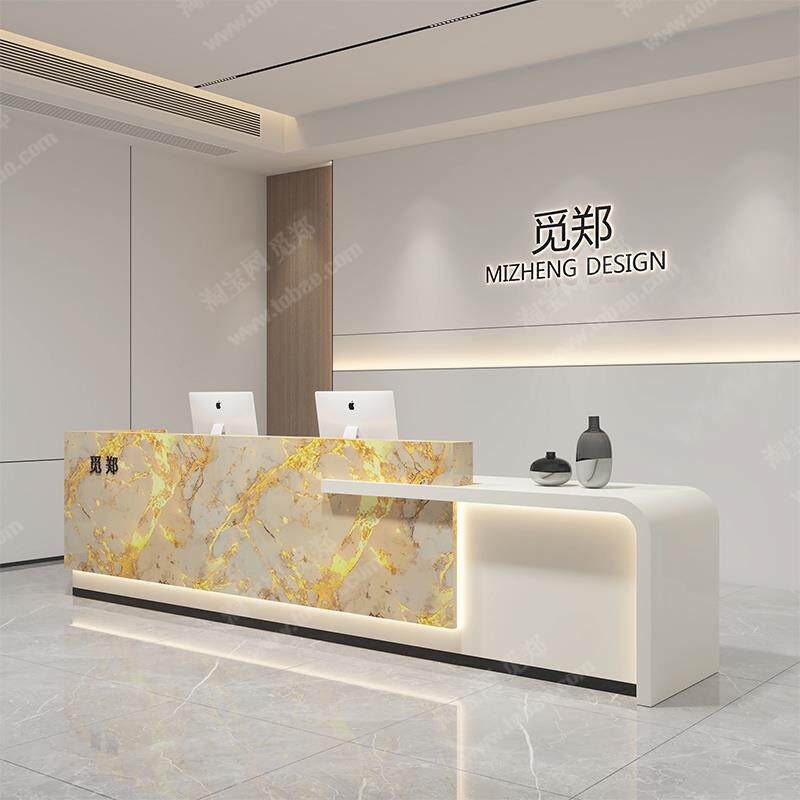 简约物业柜台学校接待台烤漆收银台办公室吧台桌公司酒店前台接待