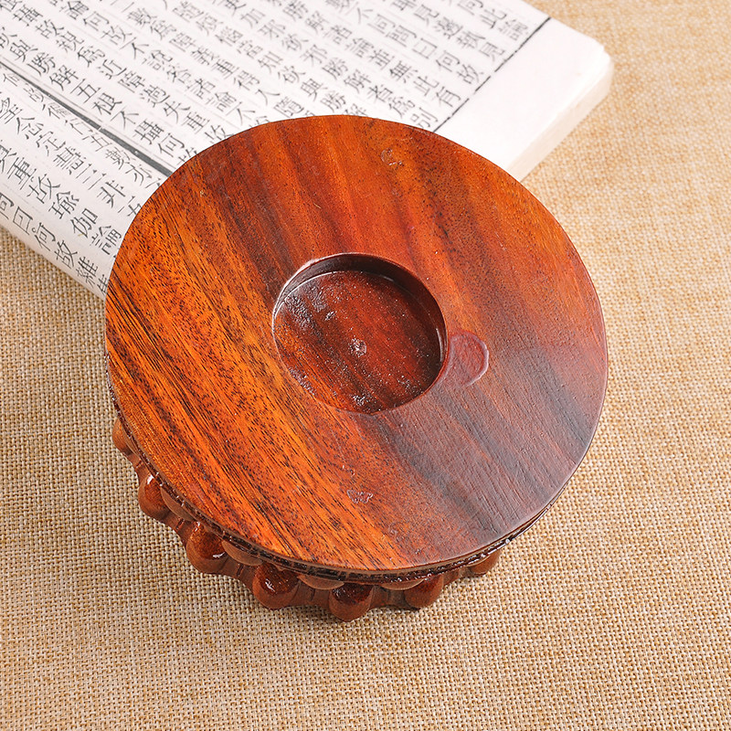 实木整木雕观音莲花底座佛像底座花瓶盆景奇石工艺品摆件底座