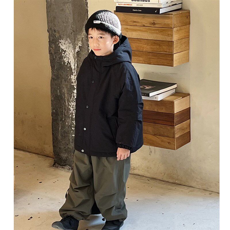 男童外套秋冬款儿童棉服加绒加厚2024冬季新款男孩冬装棉衣连帽潮