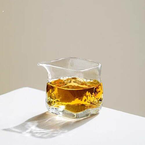 日式锤纹手工四方公道杯耐热加厚玻璃茶海工夫茶具分茶器公道杯
