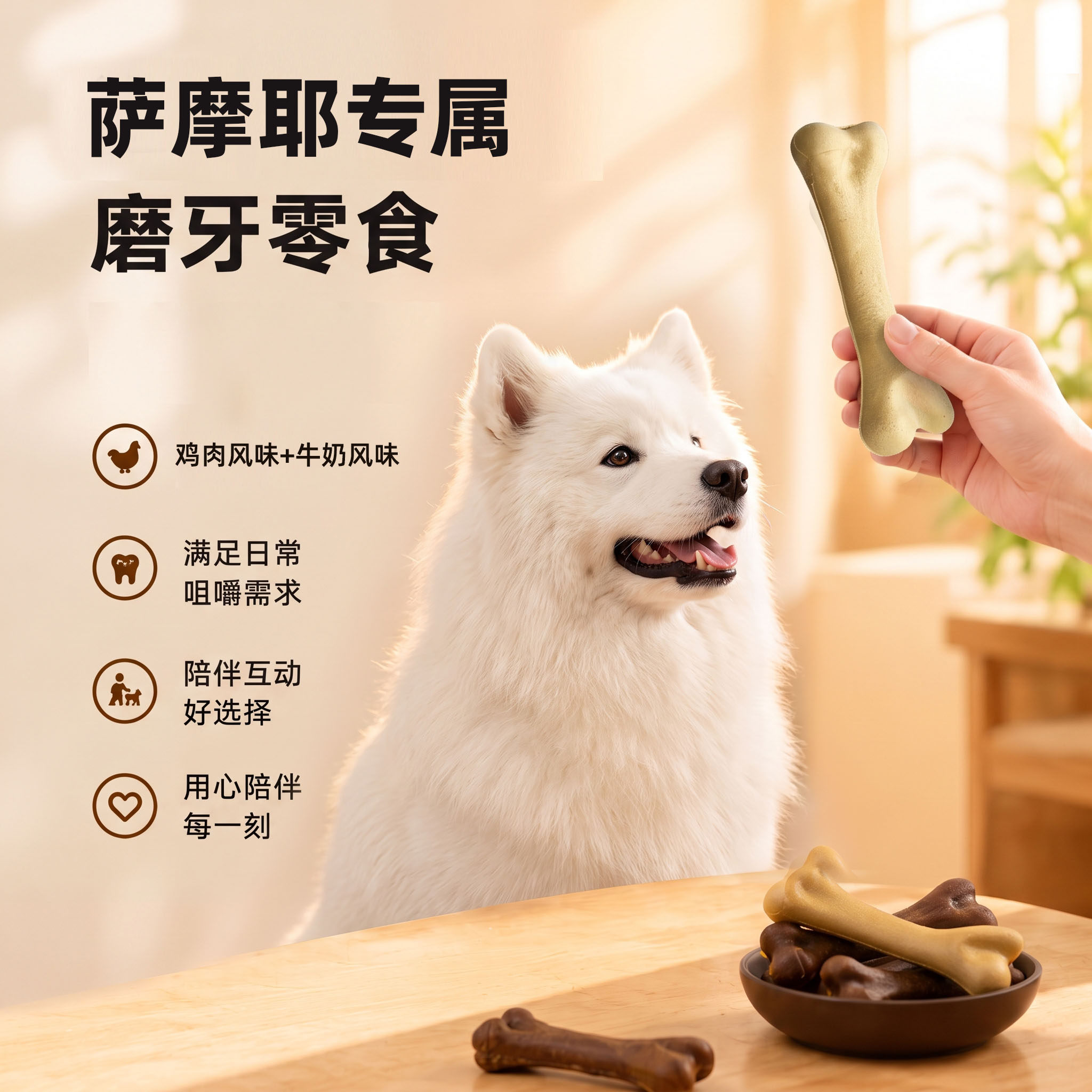 萨摩耶犬磨牙棒宠物狗幼犬成犬老年犬通用洁齿骨狗咬胶零食耐咬