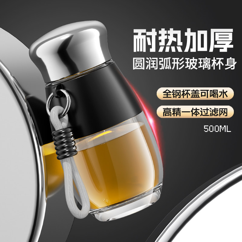 玻璃杯男2026新款泡茶水杯加厚耐高温女士高颜值便携家用带盖杯子